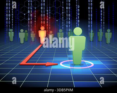Insider threat attacking its chosen target. Digital illustration, 3D render. Stock Photo