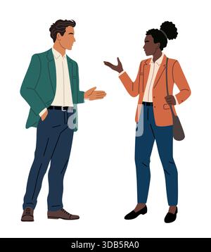 Two business persons engaged in a conversation Stock Vector
