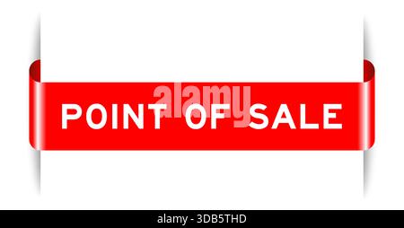 Red color inserted label banner with word point of sale on white background Stock Vector