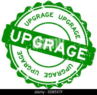 Grunge green upgrade word round rubber seal stamp on white background Stock Vector