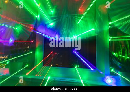 Abstract background where image shows light trails from garlands Stock Photo