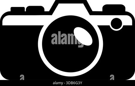 Black Silhouette Icon of a Digital SLR Camera Stock Vector