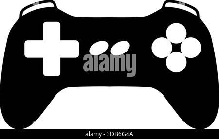 Black Silhouette Icon of a Modern Video Game Controller Stock Vector
