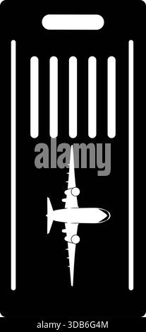 Airplane Ticket Icon - Black Travel Symbol with Barcode and Rounded Tag Design for UI, Aviation, and Minimalist Graphic Elements Stock Vector