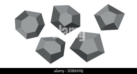 Cartoon stones. Rock stone isometric set. Boulders, natural building block shapes, wall stones. 3d flat isolated illustration. Vector collection Stock Vector