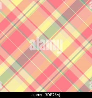 Vibrant plaid pattern with intersecting lines in pastel hues. Versatile background for textiles, fashion, or graphic design projects. Creates a warm, Stock Vector