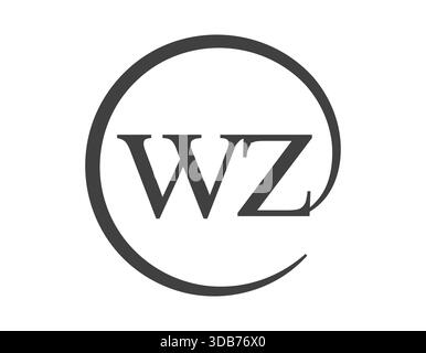 WZ logo from two letter with circle shape email sign style. W and Z round logotype of business company for brand identity. Stock Vector