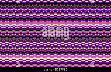 Abstract wavy stripes in shades of purple and pink create a mesmerizing pattern perfect for backgrounds, textiles, and website designs. Stock Vector