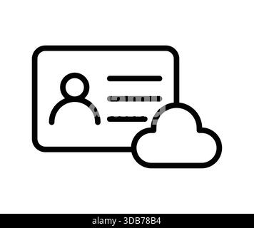 This illustration features a simple digital identity card icon alongside a cloud storage symbol. It symbolizes modern identity management and online s Stock Vector