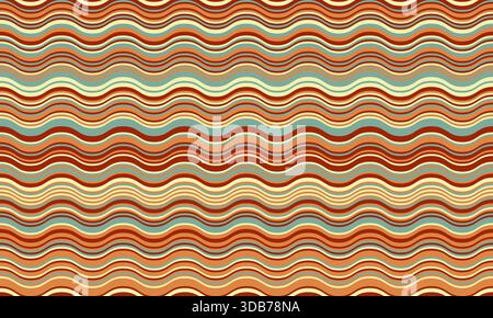 Seamless wavy stripes in earthy tones create a calming, retroinspired pattern. Perfect for textile design, website backgrounds, or any project needing Stock Vector
