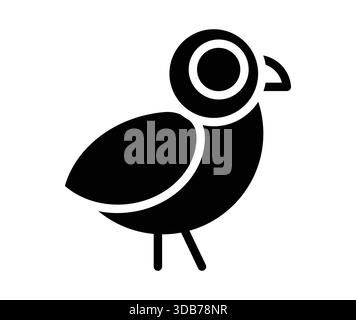Simple black bird icon ideal for nature themes, creative designs, or wildlife presentations. Emphasizes minimalism with elegant curves and shapes. Stock Vector