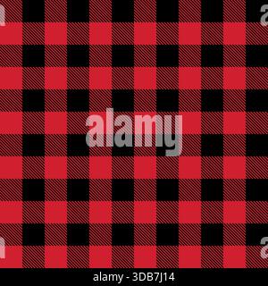 Red and black lumberjack buffalo plaid seamless vector pattern for graphic design and backgrounds Stock Vector