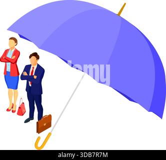Covid-19 virus strain with shield and umbrella protect business man and woman. Quarantine from novel coronavirus. Pandemic covid-19 coronavirus outbre Stock Vector