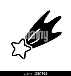 Falling star vector solid icon. Shooting star sign. Winter sign. Graph symbol for event and holiday web site and apps design, logo, app, UI Stock Vector
