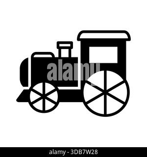 Vintage steam locomotive vector solid icon. Children railway transport sign. Graph symbol for event and holiday web site and apps design, logo, app, U Stock Vector