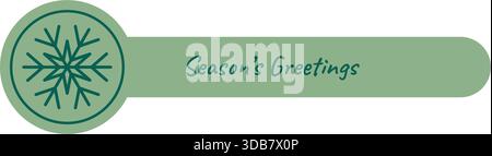 Green Flat Snow Flake Holiday Sticker Stock Vector