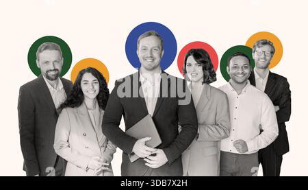 Diverse Group of Professionals Collaborating on Business Strategies in a Modern Workplace Setting Stock Photo