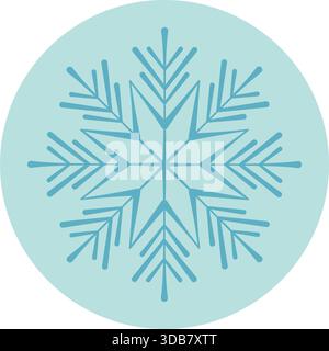 Blue Circle Sticker Snowflake Outline Icon Stock Vector