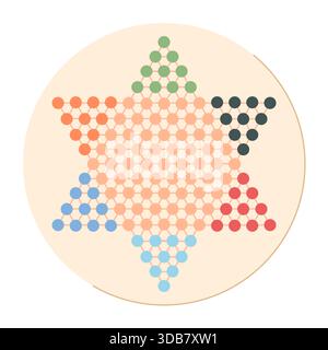 Flat Chinese Checkers Boardgame Sticker Stock Vector