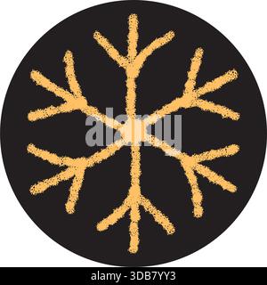 Yellow Crayon Snow Flake Sticker Icon Stock Vector