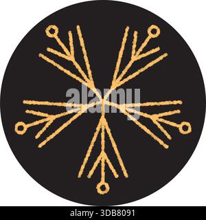 Chalk Snow Flake Label For Lid Stock Vector