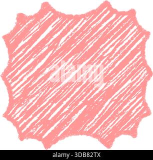 Groovy Pink Crayon Wavy Border Frame Stock Vector