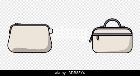Minimalist Cream Handbags Clutch and Tote Icon Set Stock Vector