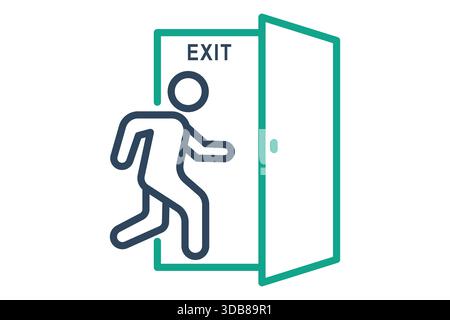 Emergency exit icon. line icon style. running man and door. work safety elements vector illustration Stock Vector