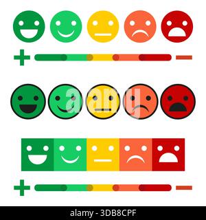 Set of feedback concept design, emotions scale background and banner. Stock Vector
