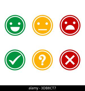 Set of Emoji Colored Flat Icons. Set of Emoticons. Sad and Happy Mood Icons. Stock Vector