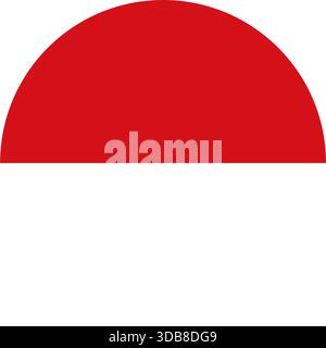 Centered red semicircle on white background, minimalist geometric design representing symmetry, contrast, and abstract visual composition Stock Vector