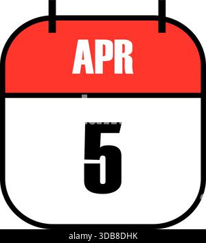 Stylized calendar icon showing April 5 with red header and bold date, marking National Maritime Day celebration on April 5 Stock Vector