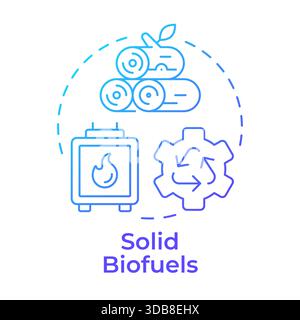 Solid biofuels blue gradient concept icon Stock Vector