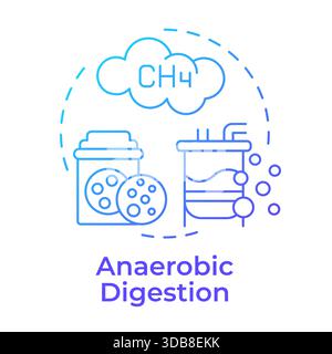 Anaerobic digestion blue gradient concept icon Stock Vector