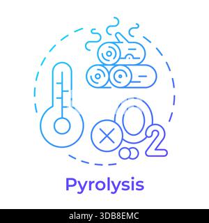 Pyrolysis blue gradient concept icon Stock Vector