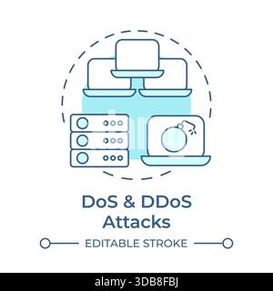 DoS and ddos attacks soft blue concept icon Stock Vector