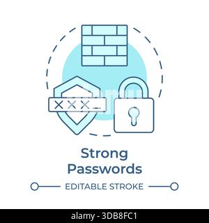 Strong passwords soft blue concept icon Stock Vector