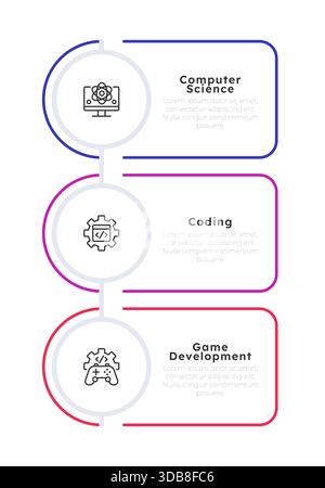Computer science infographic 3 steps Stock Vector