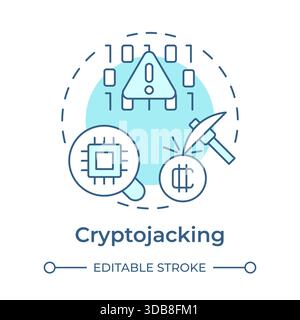 Cryptojacking soft blue concept icon Stock Vector