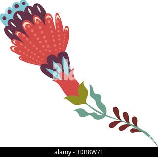 Boho Folk Floral Spike Ornament Stock Vector
