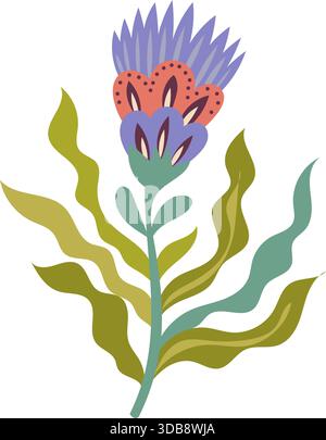 Folk Floral Spike Bloom Clipart Stock Vector
