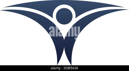 Abstract Human Victory Wings Shape Vector Logo Design Stock Vector