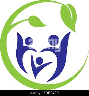 Abstract Family Leaf Circle Community Logo Design Stock Vector