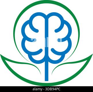 Eco Mind Leaf Design Green Brain Nature Logo Illustration Stock Vector