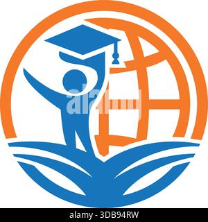 Global Education Graduation Icon Logo Vector Design Stock Vector