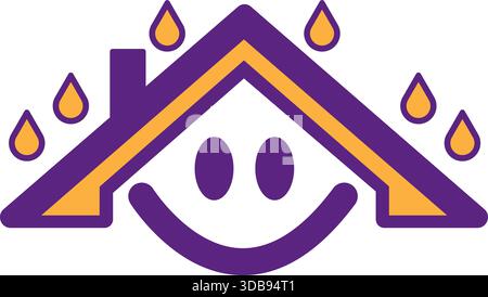 Happy Home Roof and Smile Icon Vector Logo Design water drop emoji home logo Stock Vector