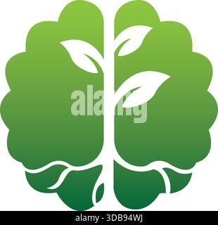 Eco Friendly Green Brain Logo Design Concept and Modern icon template Stock Vector