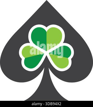 Clover Spade Design Casino and Luck Vector Logo Concept Stock Vector