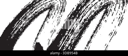 Grainy paint brush spiral strokes with spray texture. Vintage style with bold curved lines. Retro grunge bg Stock Vector