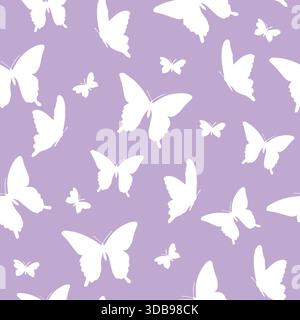 Cute butterfly silhouette vector seamless pattern Stock Vector